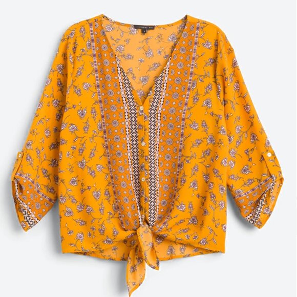WEST KEI Talina Tie Front Blouse - Picture 1 of 3